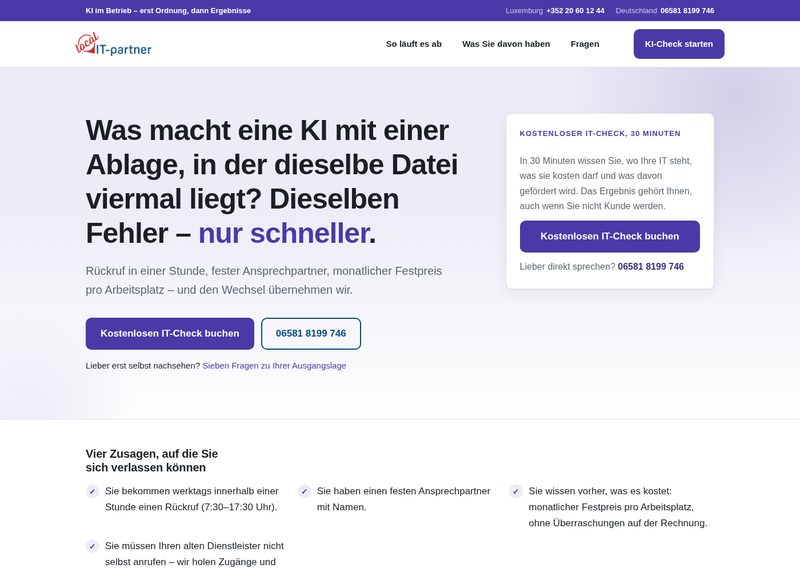 Screenshot der Webseite erst-ordnung-dann-ki.de