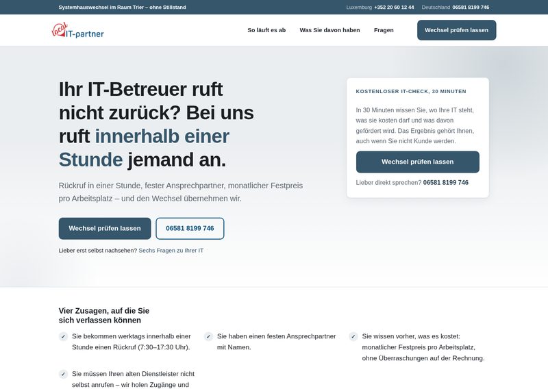 Screenshot der Webseite it-systemhaus-trier.de