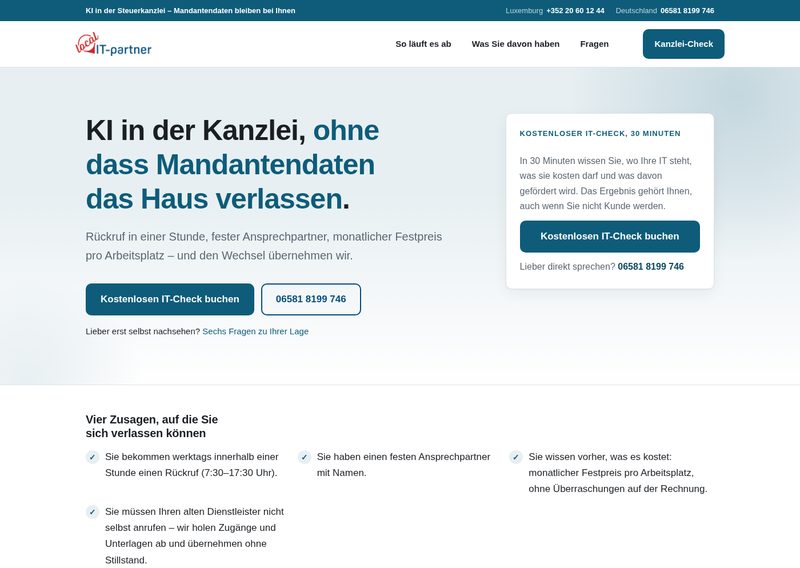 Screenshot der Webseite kanzlei-ki-lokal.de