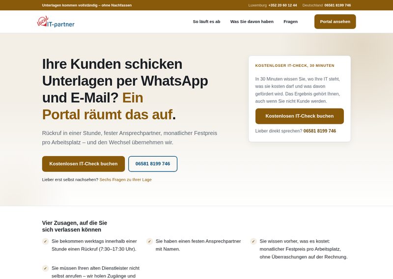Screenshot der Webseite kundenportale.de