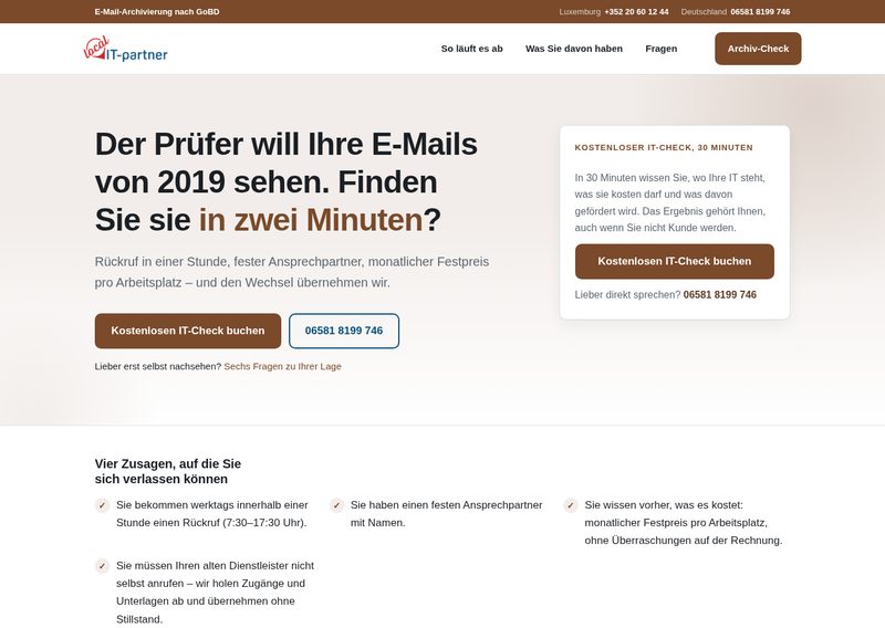 Screenshot der Webseite local-it-archiv.de