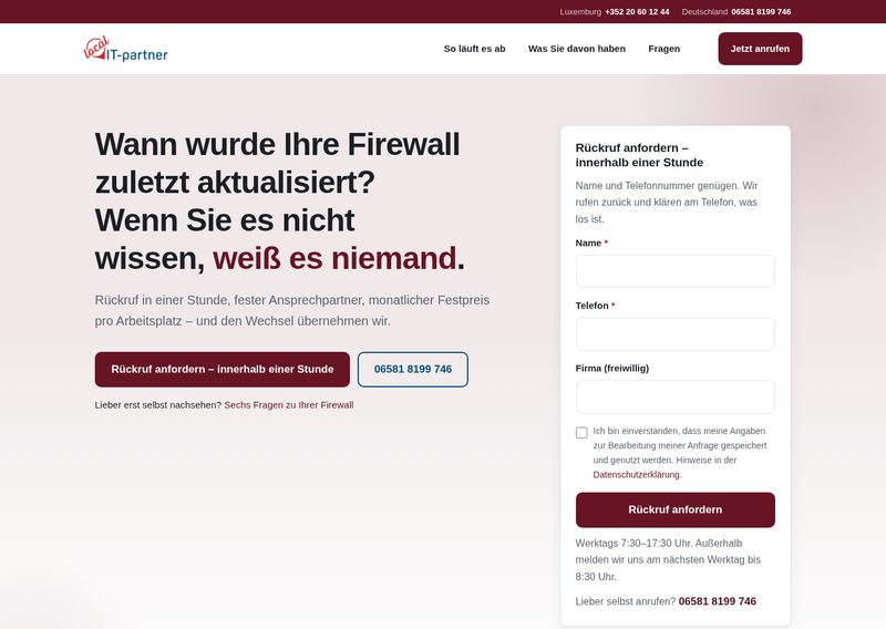 Screenshot der Webseite local-it-firewall.de