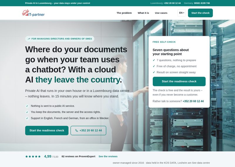 Screenshot der Webseite private-ai.lu
