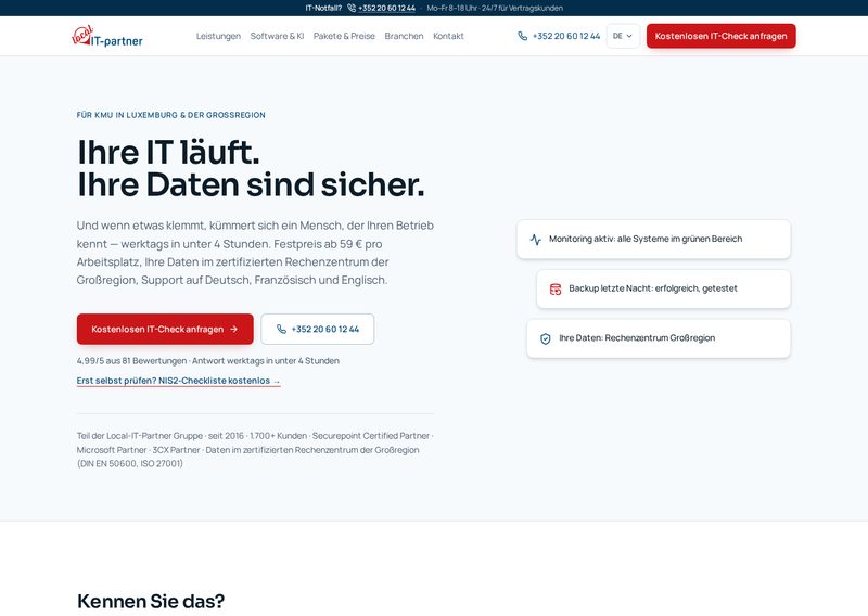 Screenshot der Webseite local-it-partner.lu