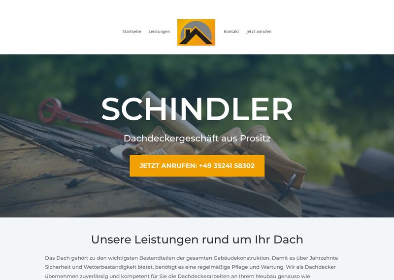 Screenshot der Webseite schindler-dachdecker.de